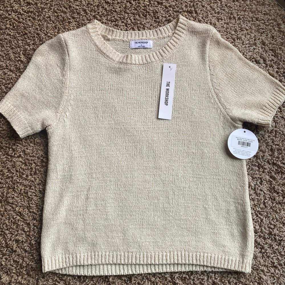 The Kooples Cream Short Sleeve Sweater